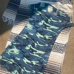 Y2K blue camo short sleeve dress